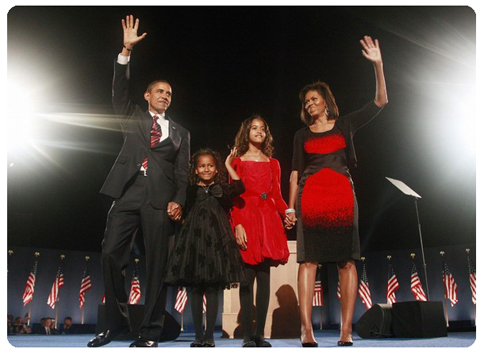 Image result for THE OBAMA FAMILY ON ELECTION NIGHT, 2008