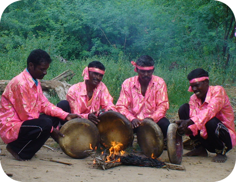 Photo of fire drummers